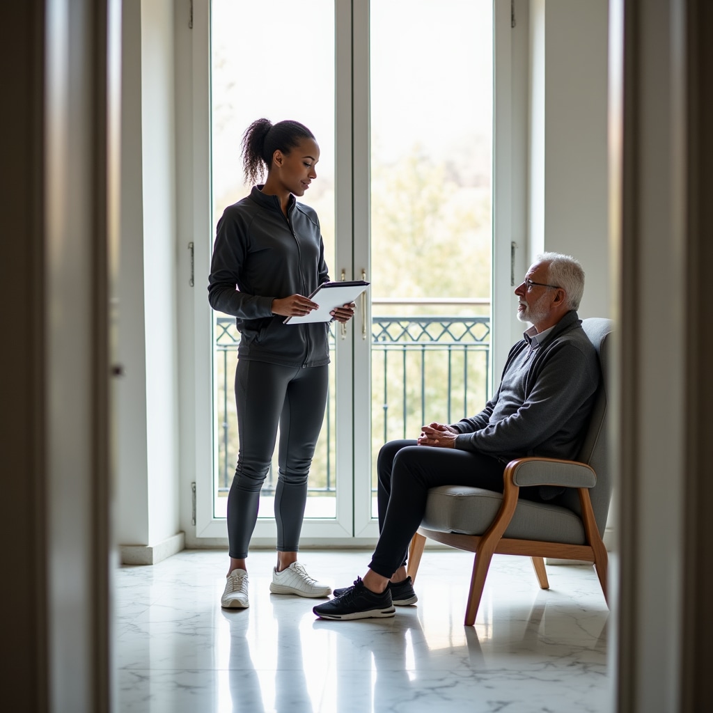 Trainer che effettua una valutazione iniziale a domicilio